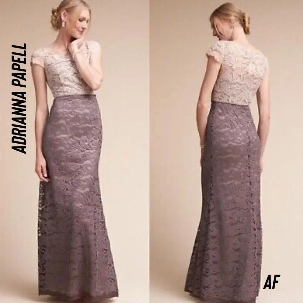 ADRIANNA PAPELL COLOR BLOCK LACE MAXI GOWN NEW SIZE 6